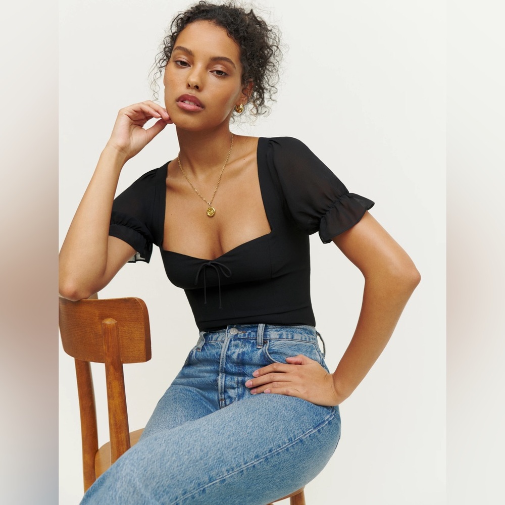 Reformation Delevan Top Black Size 4